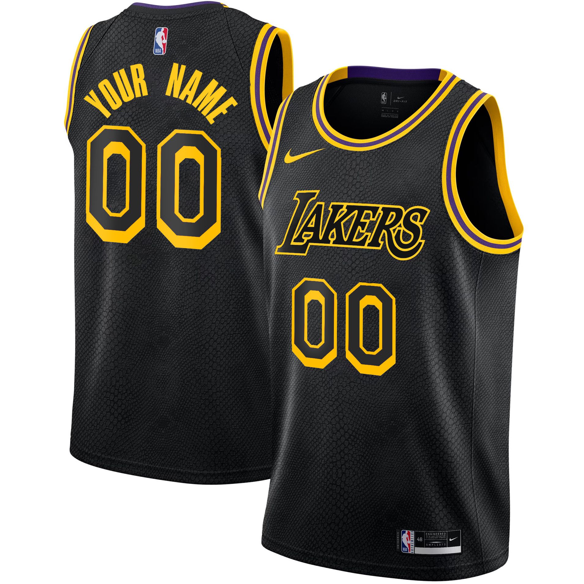 Men Los Angeles Lakers Black 2025 Nike Swingman Custom NBA Jersey